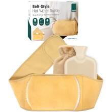 KEPLIN Hot Water Bottle Belt with Plush Waist Cover 2L, Cream
