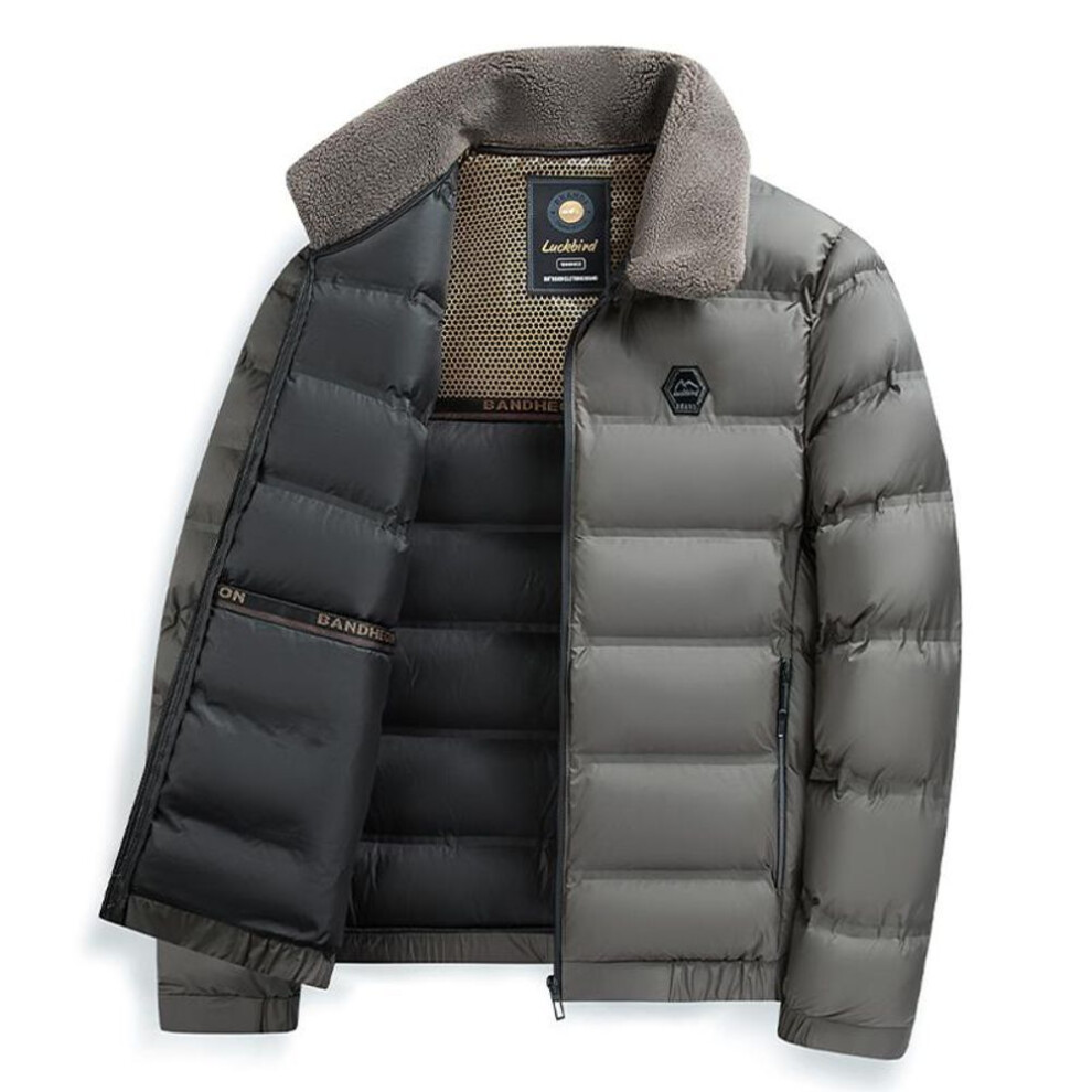 (khaki, XXXXL) Cotton Padded Dad Big Collar Winter Parkas Men Thicken Casual Outwear Slim Fit Outwear Waterproof Warm Stand Collar Outwear Coat-image-OPC-PMNZB8V-NEW