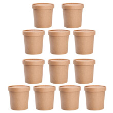 25 Set Engångssoppblandar Med Lock Sopbehållare Grötskålar (Khaki)