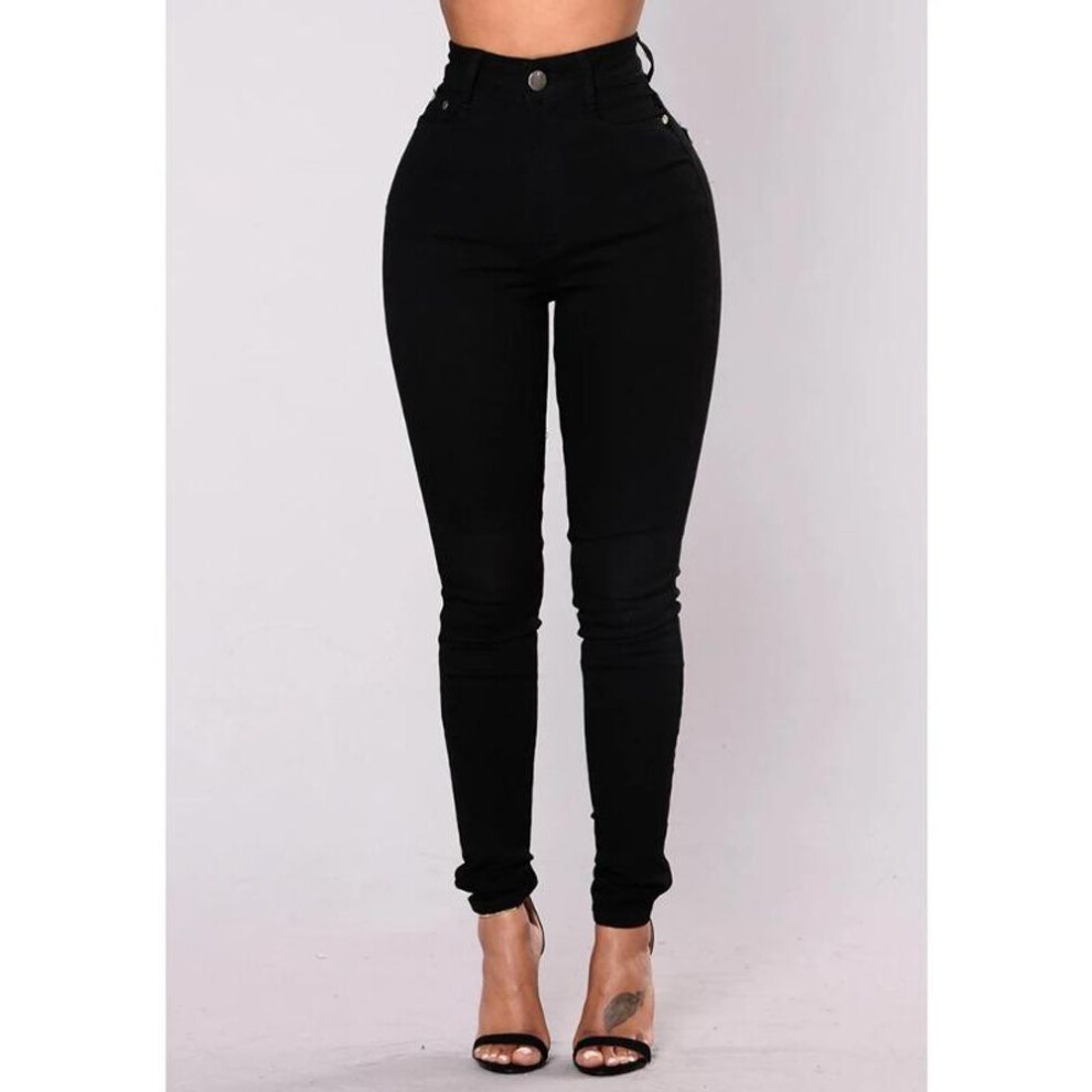 (black, M) Women Skinny Jeans Lady High Waist Vintage Pencil Pants Straight Leg Hips Casual Daily Trousers-image-OPC-PMNZDKR-NEW