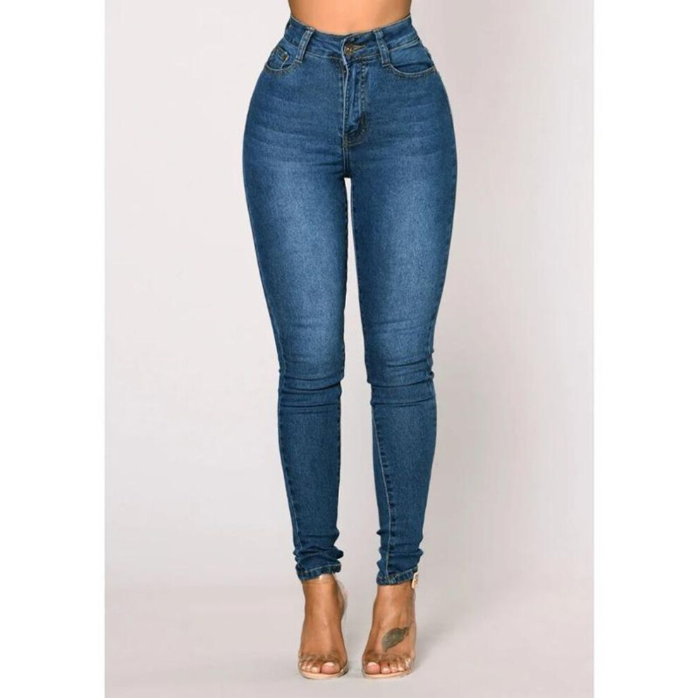 (blue, XL) Women Skinny Jeans Lady High Waist Vintage Pencil Pants Straight Leg Hips Casual Daily Trousers-image-OPC-PMNZDM2-NEW