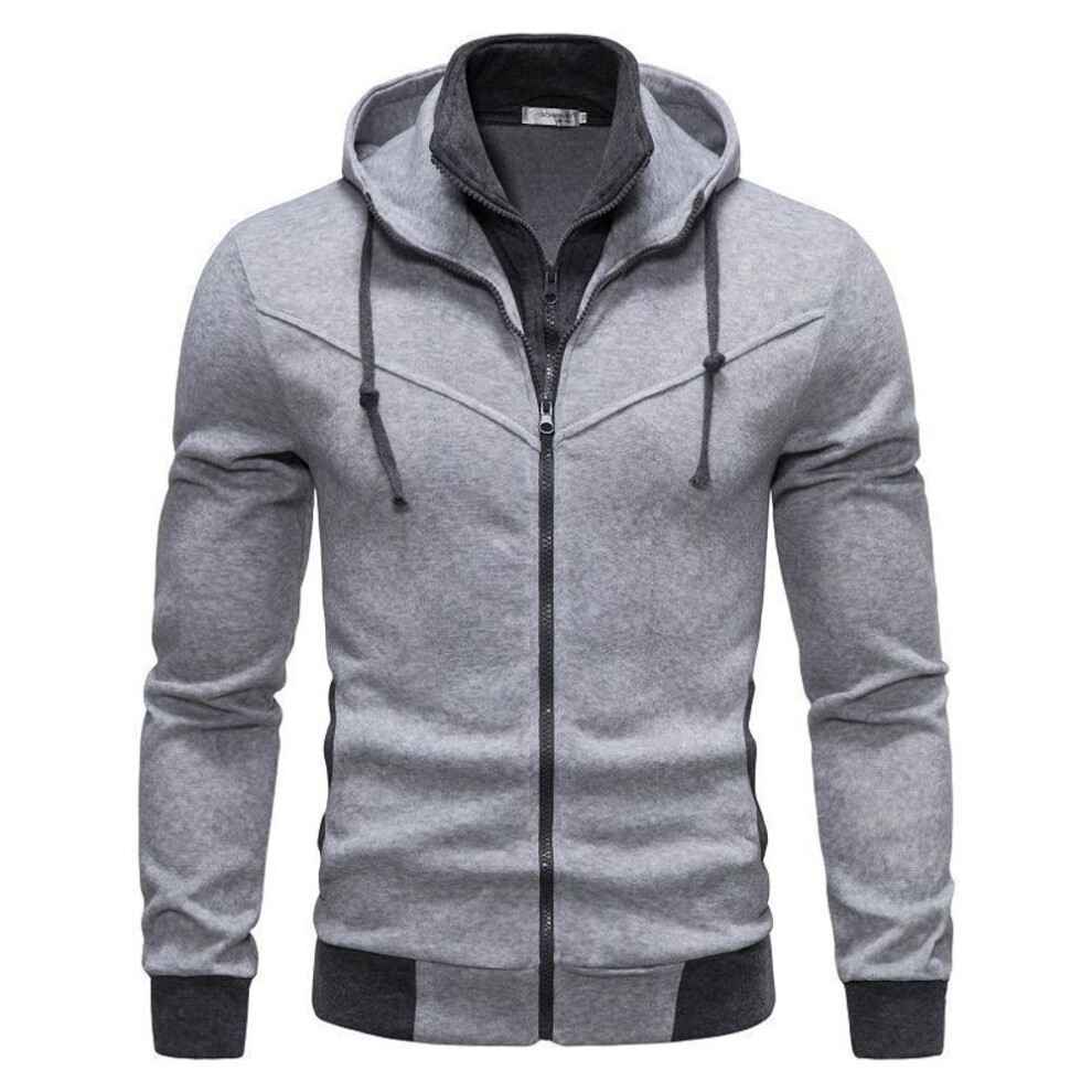 (grey, XXL) Autumn Men's Sportswear Long Sleeved Jacket Hooded Sweatshirt Zipper Opening Jacket Men's Hooded Sweatshirt Slim Fit Men's Clothes-image-OPC-PMNZDPK-NEW