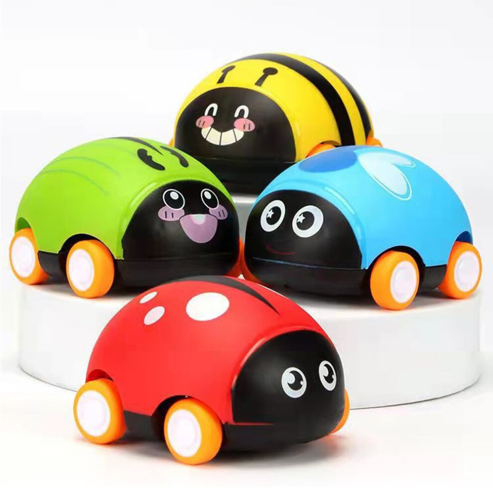 Colorful Cartoon Insect Pull Back Car for Kids Friction Inertia Toy with Lights
