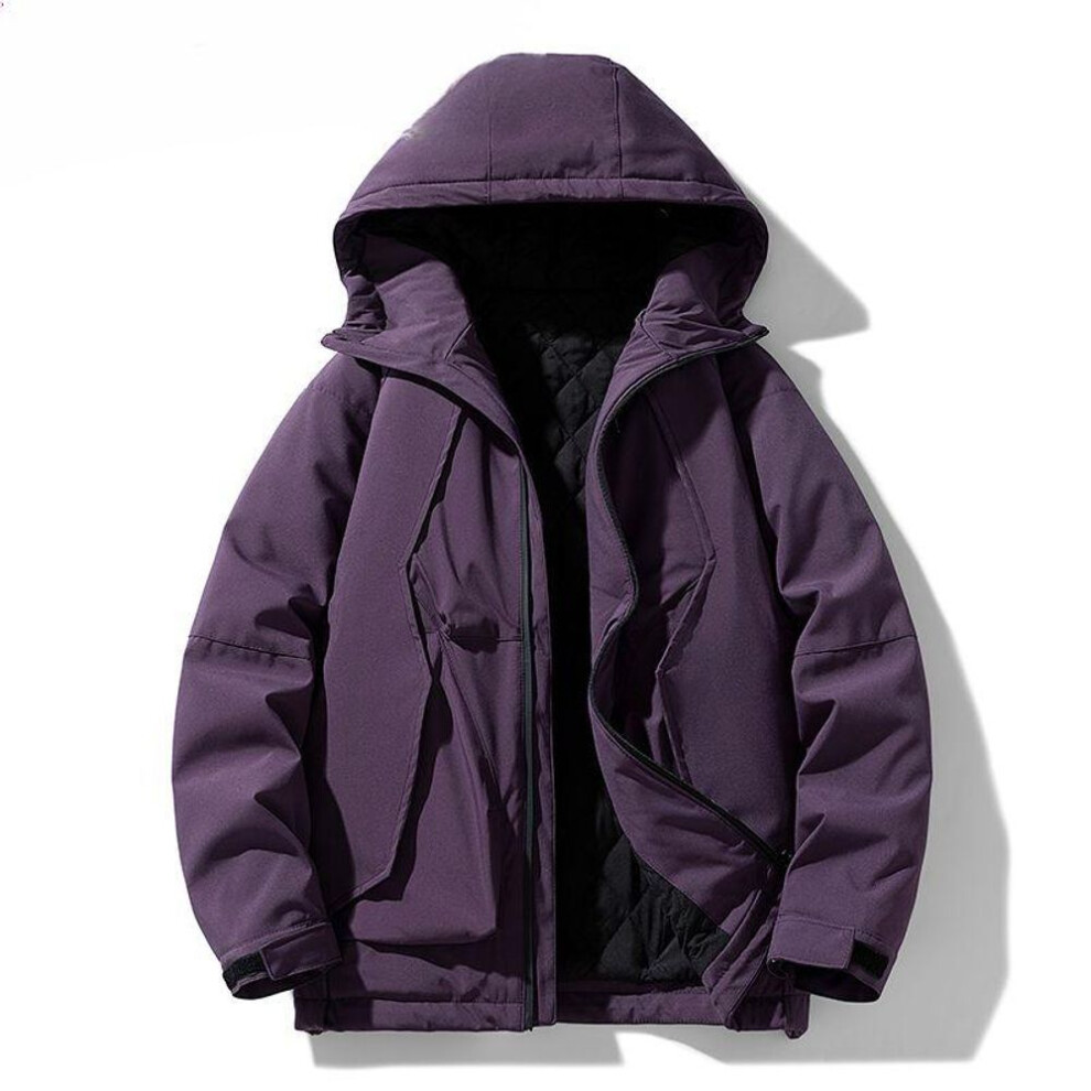 (purple, XL) Men's Winter Plus Size 7xl & 8xl Warm Jacket - Thicken Hooded Padded Parka Black Winter Coat-image-OPC-PMNZF7Y-NEW