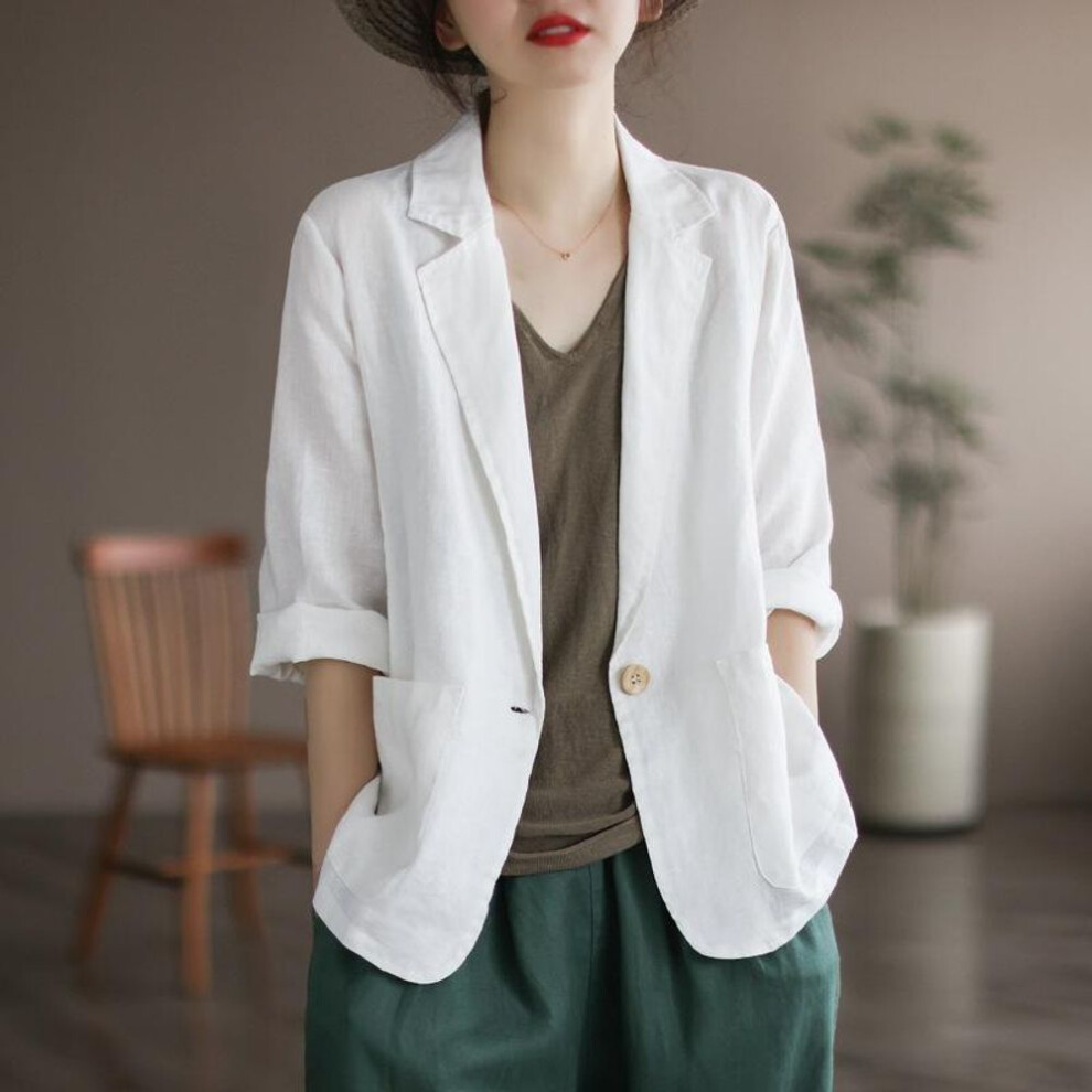 (white, M) Spring Casual Short Suit Jacket Women's-image-OPC-PMNZJZS-NEW