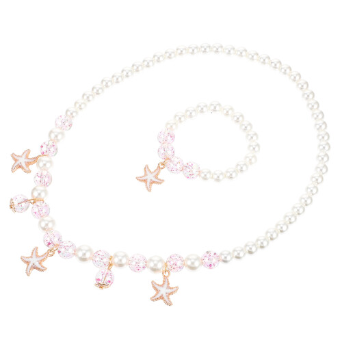 Conjunto De Pulseira E Adereço De Pescoço Para Crianças (Rosa)