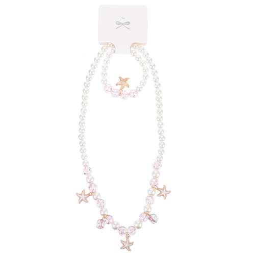 Conjunto De Pulseira E Adereço De Pescoço Para Crianças (Rosa) 1