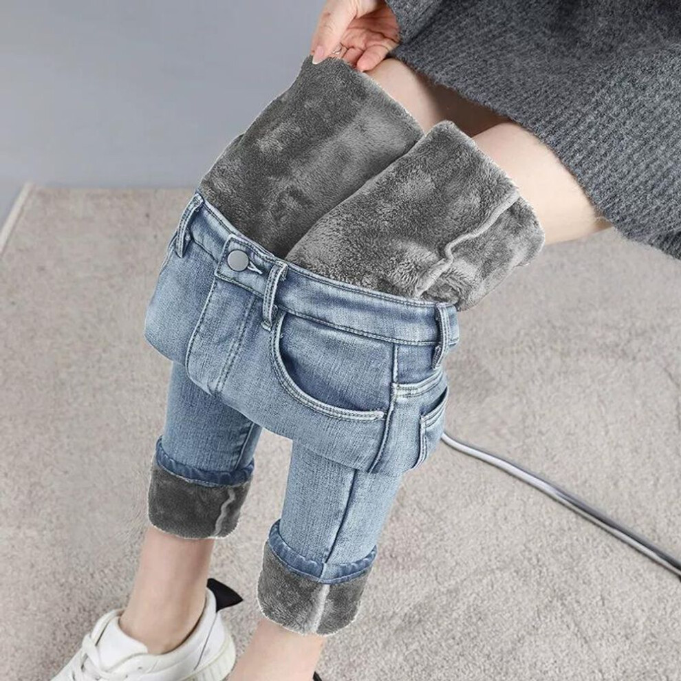 (blue, 27) Winter Mid Waist Skinny Warm Jeans Women Plus Velvet Ankle Length Casual Thick Pencil Pants Women Clothing Fleece Denim Trousers-image-OPC-PMNZTW2-NEW