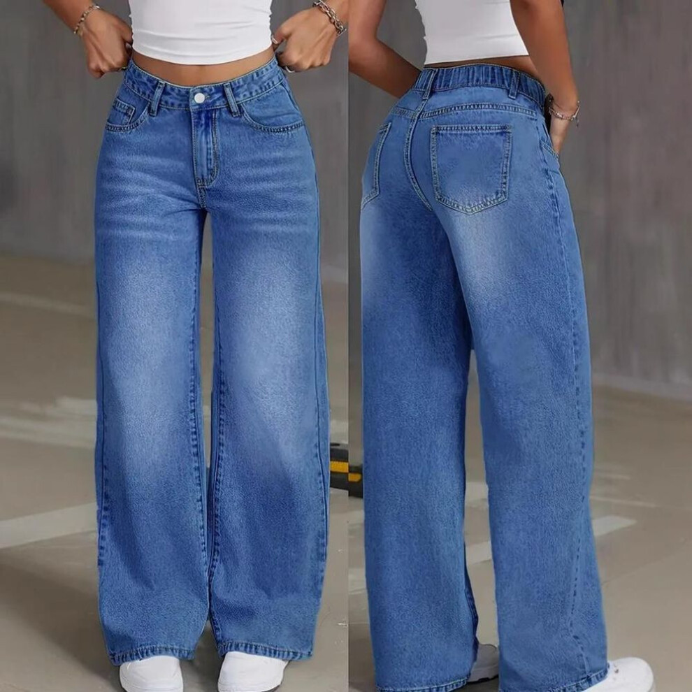 (blue, XL) Denim Pant Women Mom Jeans Wide Leg Long Pants High Waist Straight Trousers Y2k Streetwear Elegant Splice Club Punk Casual-image-OPC-PMNZVTY-NEW