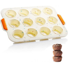 2024 Set Of 12 Silicone Muffin Molds with Non-stick Coating for Muffins, Cupcakes, Cakes, Pudding