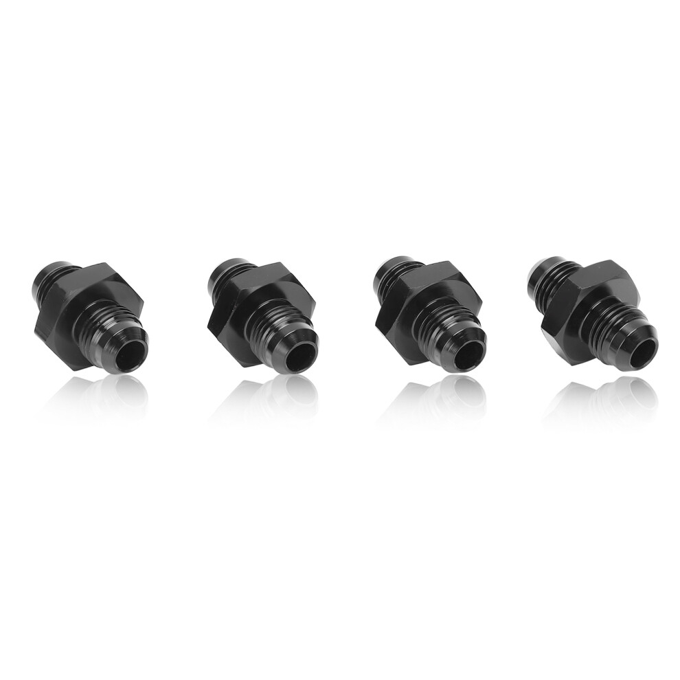 4Pcs An6 Male To Male Fuel Line Adapter Straight Aluminum Anodized Black 8351357332903