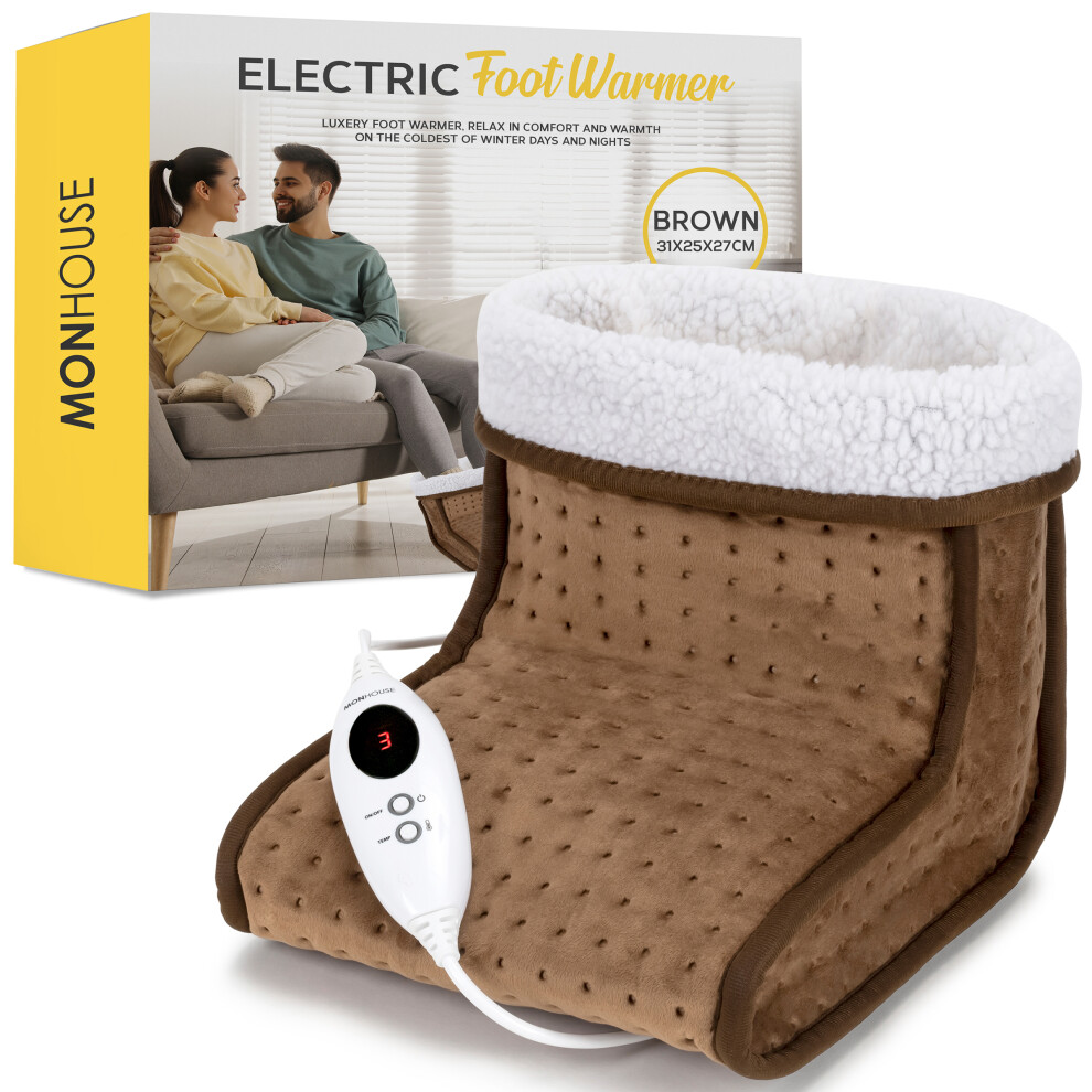Monhouse Brown (Brown) Electric Foot Warmer - Soft And Breathable Heating Pad - Relaxing Comfort Heat Therapy - Heated Foot Mat For Women & Men