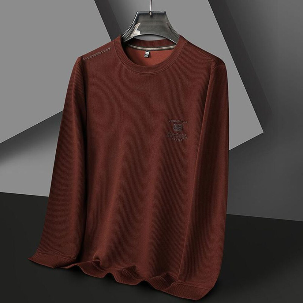 (red-brown, XXL) Sweater Men's Round Neck Spring And Autumn Middle-aged Casual Handsome Loose Outer Wear Men's Sweater Spring Simple Top-image-OPC-PMP295B-NEW