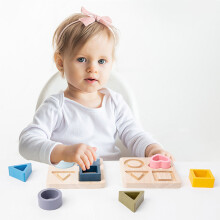 Holzspielzeug für Kinder – Formen-Sortierspielzeug, 12x12x3 cm, Vorschulerfassungspuzzle
