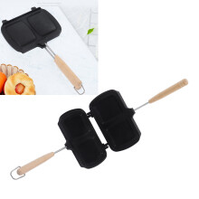 Double Sided Nonstick Sandwich Pan with Removable Handles, 36x20cm Black