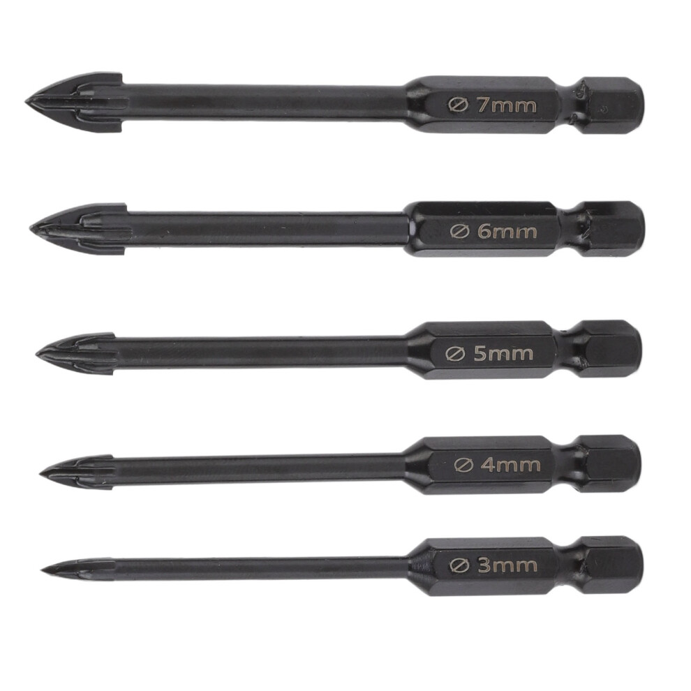 Home Improvement Cemented Carbide Drill Bit Set 3-7Mm Black 7671357340106