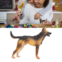 Lifelike German Shepherd Dog Figure PVC Model 15.3x11.5cm Educational Toy