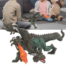 Simulated Dinosaur Model with 3 Heads & Fire Spray, 9.84 x 4.65in