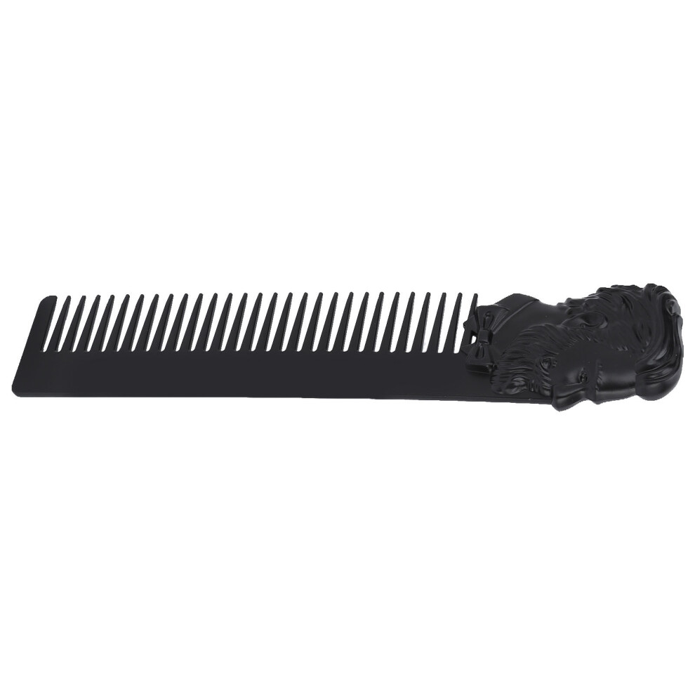 Black Vintage Zinc Alloy Beard Comb With 3D Engraving For Home & Salon