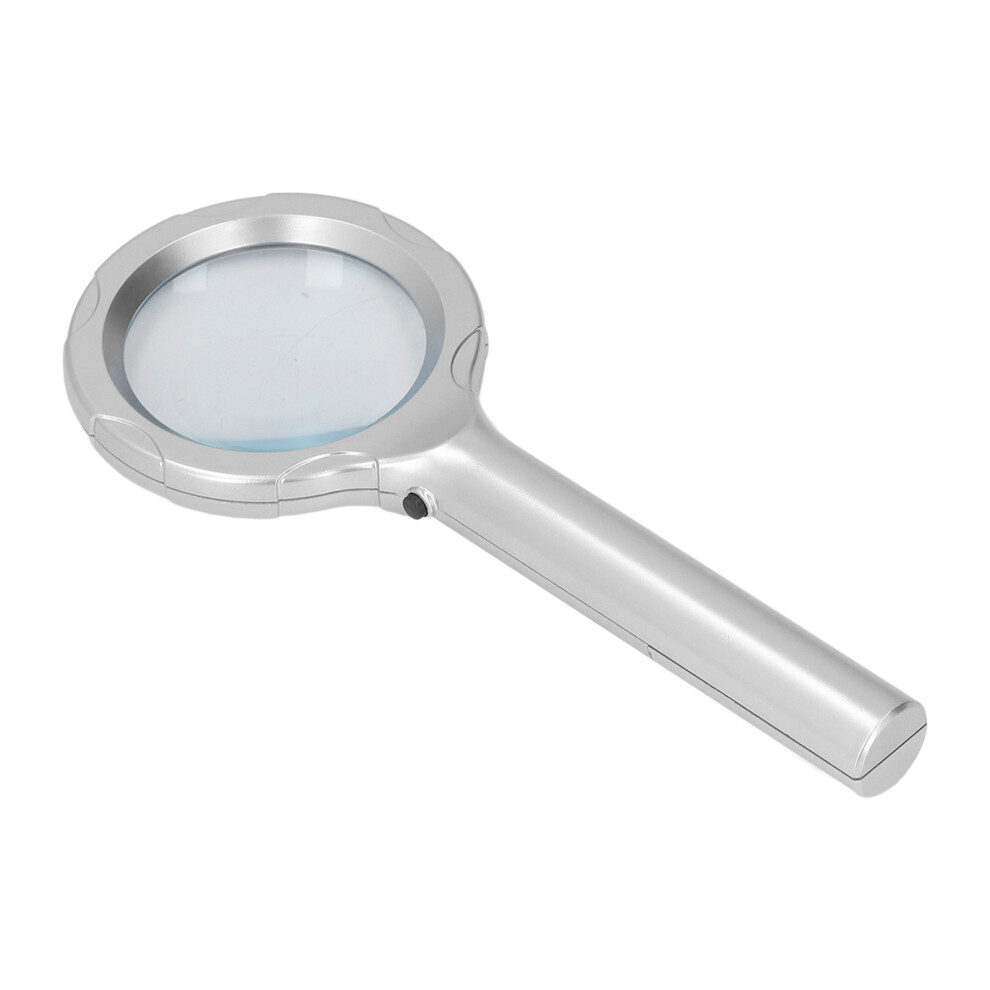 Handheld 4X LED Magnifier - 60mm Optical Glass, Silver
