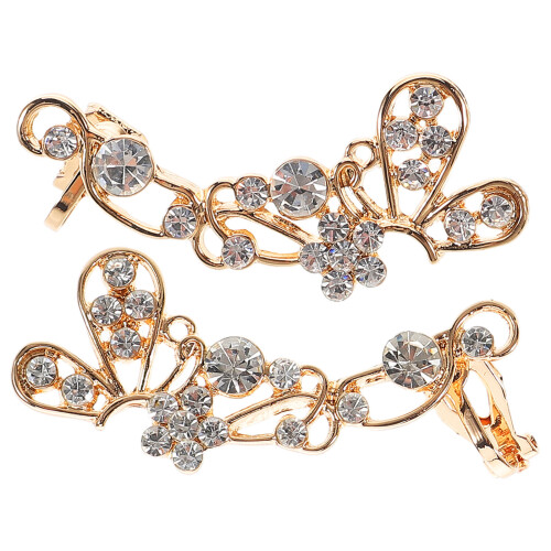 2 Pares De Pendientes Para Mujer, Sin Perforar Con Diamantes 1