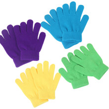 4 Pares De Guantes De Lana Mediano Acrílico Unisex Color Aleatorio