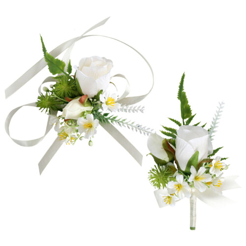 1 Conjunto De Boutonnière E Braçadeira Artificial Para