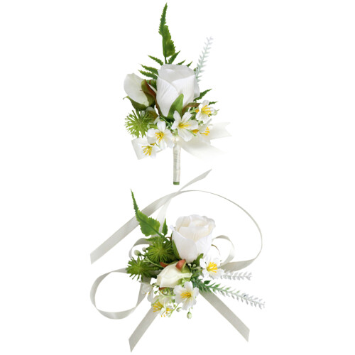 1 Conjunto De Boutonnière E Braçadeira Artificial Para 1