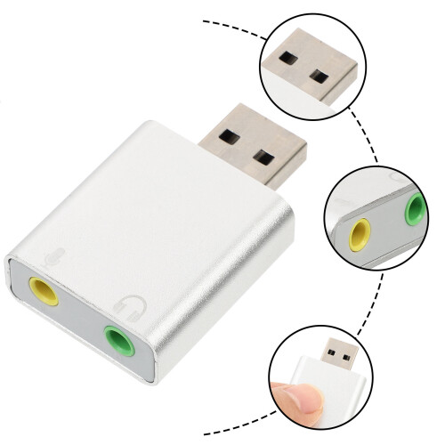 7.1 Usb Ljudadapter Ljudkort Hörlurar Mikrofonuttag 2