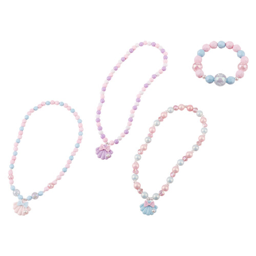 Conjunto De 4 Peças De Pulseira E Colar Com Para
