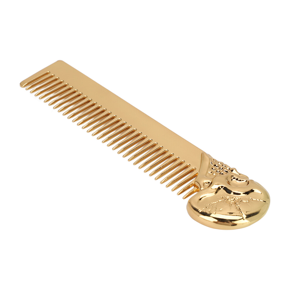 Unisex Gold Stainless Steel Skull Handle Beard Comb Men Mustache Hair Styling Tool