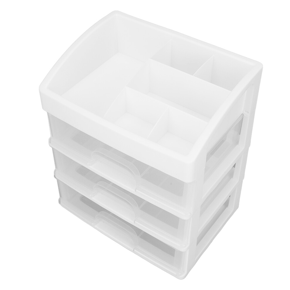 Durable Transparent Makeup Storage Drawer with Three Partition Layers