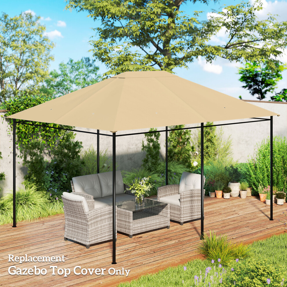 Outsunny 3 X 4M Gazebo Canopy Replacement Gazebo Roof Cover, Khaki