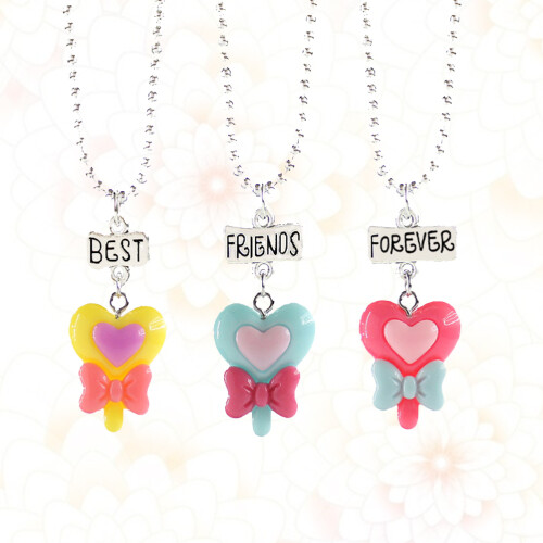 3 Pièces Résine Nœud Cœur Pendentif 2