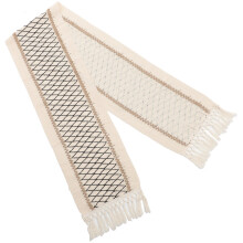 Table Runner With Tassels Black For Table Decor 1pack