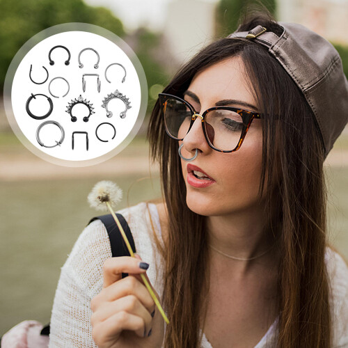 12 Unidades Para Nariz Anéis Piercing Decorativo 2