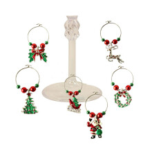 6Pcs Julglascharms Vinglas Goblet Ring Etiketter Dryckesmarkörer