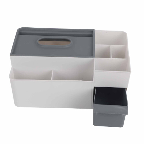 Light Grey & Dark Grey Plastic Multi-Purpose Tissue Box Holder, 450g 2
