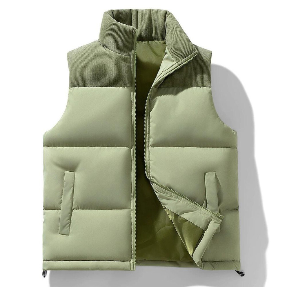(XS, green) Autumn Winter Coats Men's Loose Casual Jacket Sleeveless Zipper Vests Clothes Men Vest Autumn Jackets Thick Vests Male Cotton-padded Vest-image-OPC-PMP56PT-NEW
