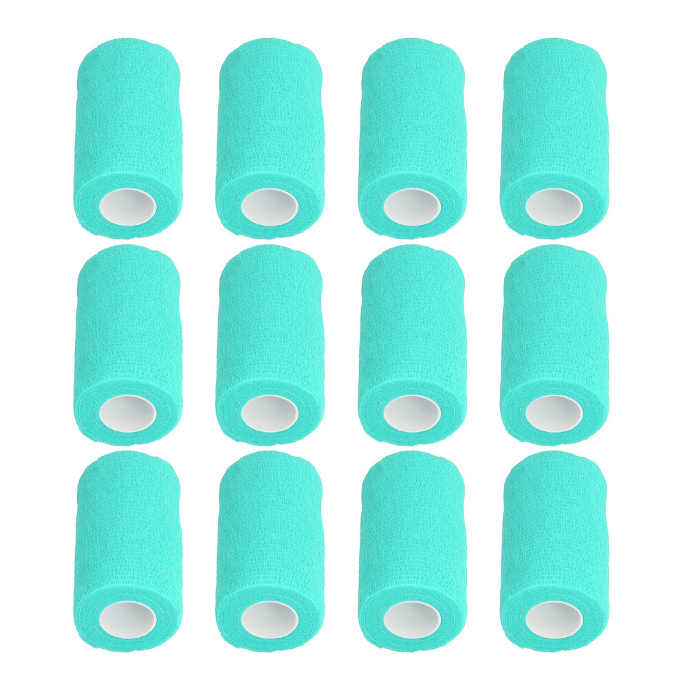 Cyan 12Pcs Elastic Self-Adhesive Bandage Wrap 10Cm For Pets & Cows