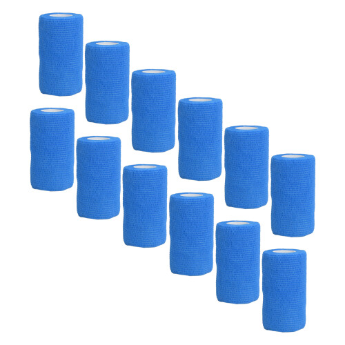 12Pcs Elastic Self Adhesive Bandage for Animals 10cm Blue