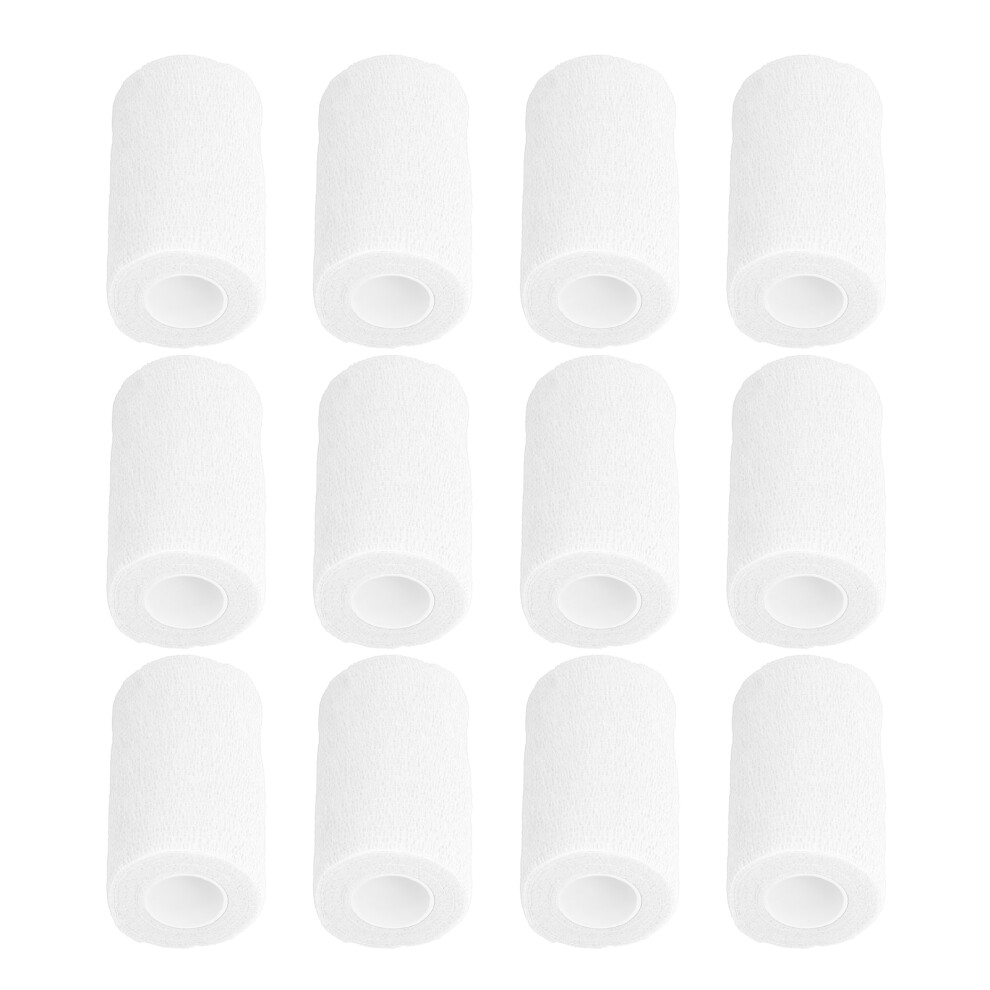 White 12Pcs Self Adhesive Latex Bandage Wraps For Cows Dogs Horses 10Cm