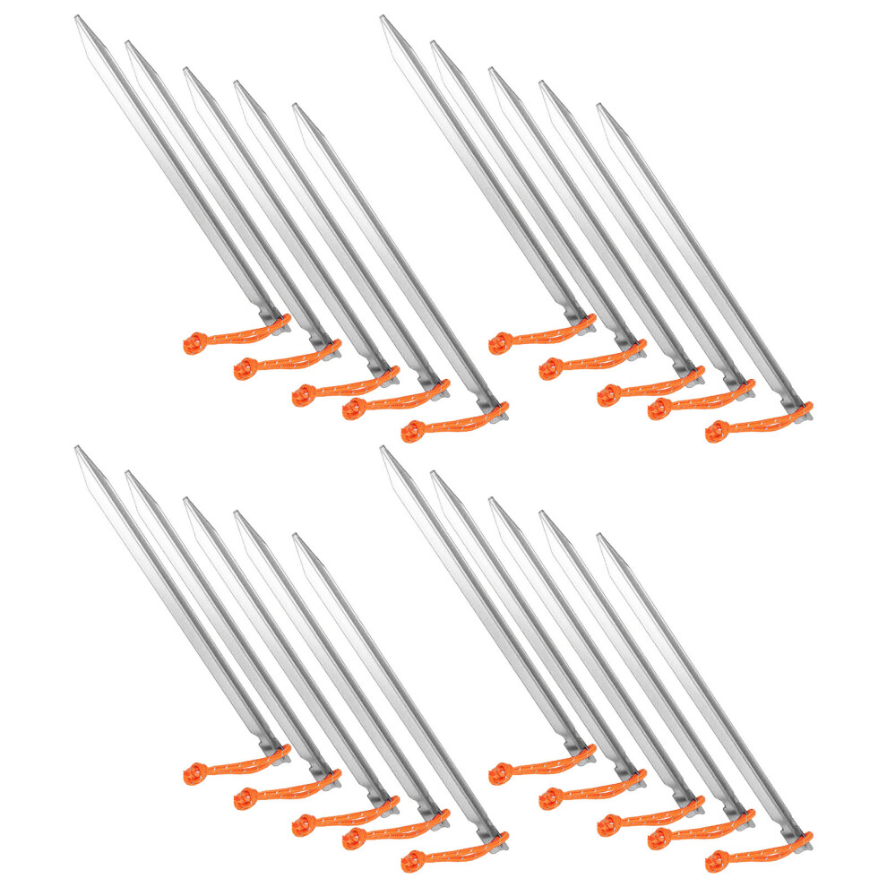 20Pcs Heavy Duty V-Shape Tent Stakes with Ropes, 23cm Aluminum Silver White-image-OPC-PMP57ST-NEW