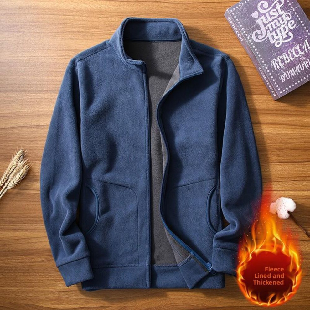 (blue, XXXL) Thiened Fce Outdoor Jaet Men's Open Cardigan Sweatirt Autumn Winter Warm Loose Idded Floing Youth Casual Sle-image-OPC-PMP57VG-NEW