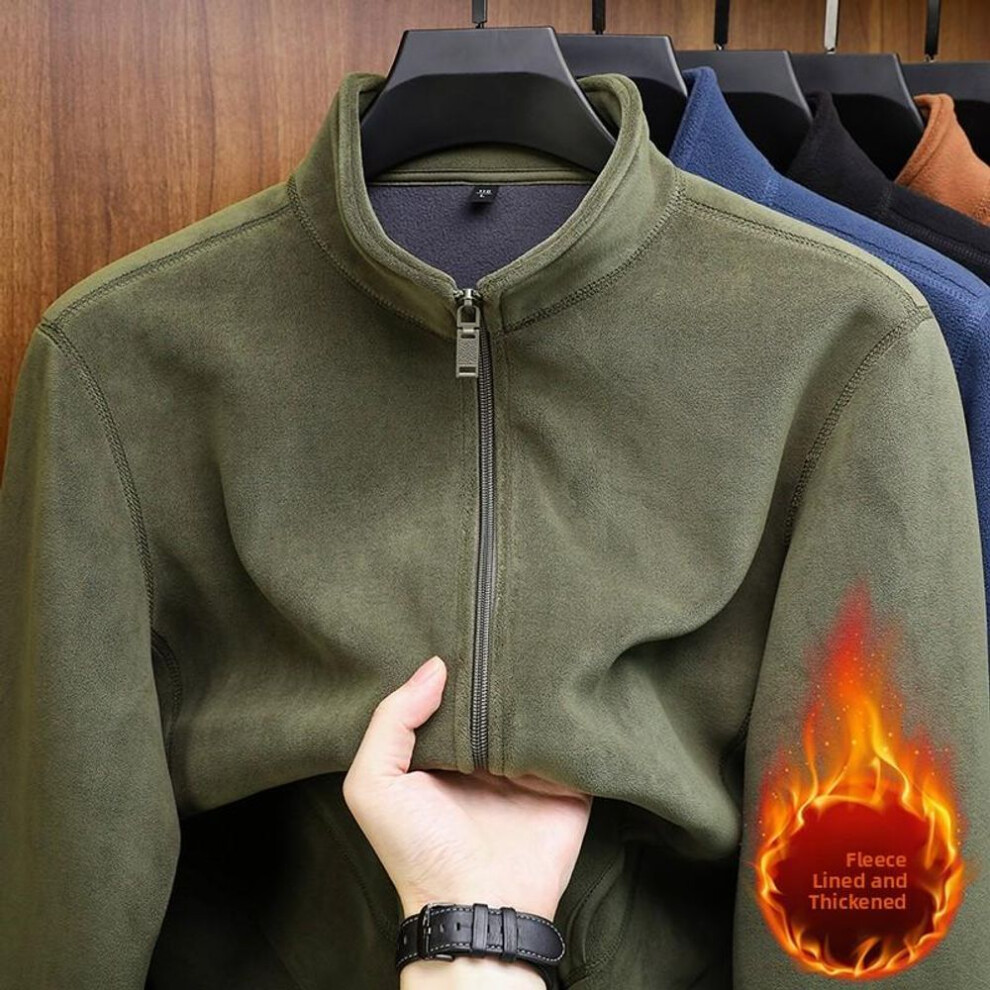 (green, XXXXL) Thiened Fce Outdoor Jaet Men's Open Cardigan Sweatirt Autumn Winter Warm Loose Idded Floing Youth Casual Sle-image-OPC-PMP57VY-NEW