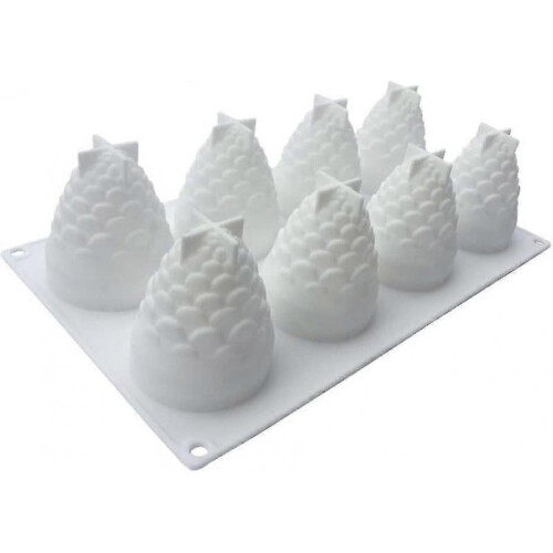 2024 Non-toxic 3d Pineapple Cone Silicone Mousse Cake Mold White