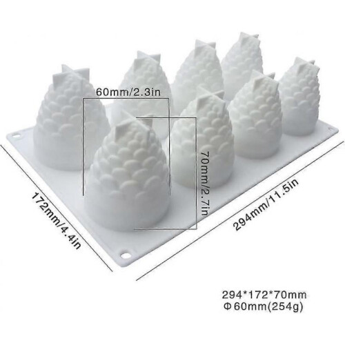 2024 Non-toxic 3d Pineapple Cone Silicone Mousse Cake Mold White 2