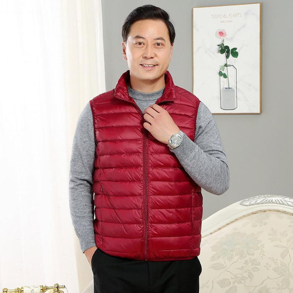 (M, wine red) Autumn Winter Sleeveless Waistcoat Men Warm Lightweight Puffer Jacket Male Tops Outwear White Duck Down Jacket Vest-image-OPC-PMP59Y2-NEW