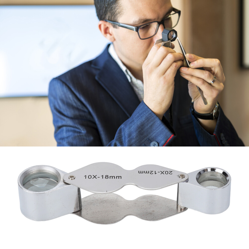 10X 20X Foldable Jewelers Loupe Dual Lens Magnifier for Tattoo & Jewelry Inspection