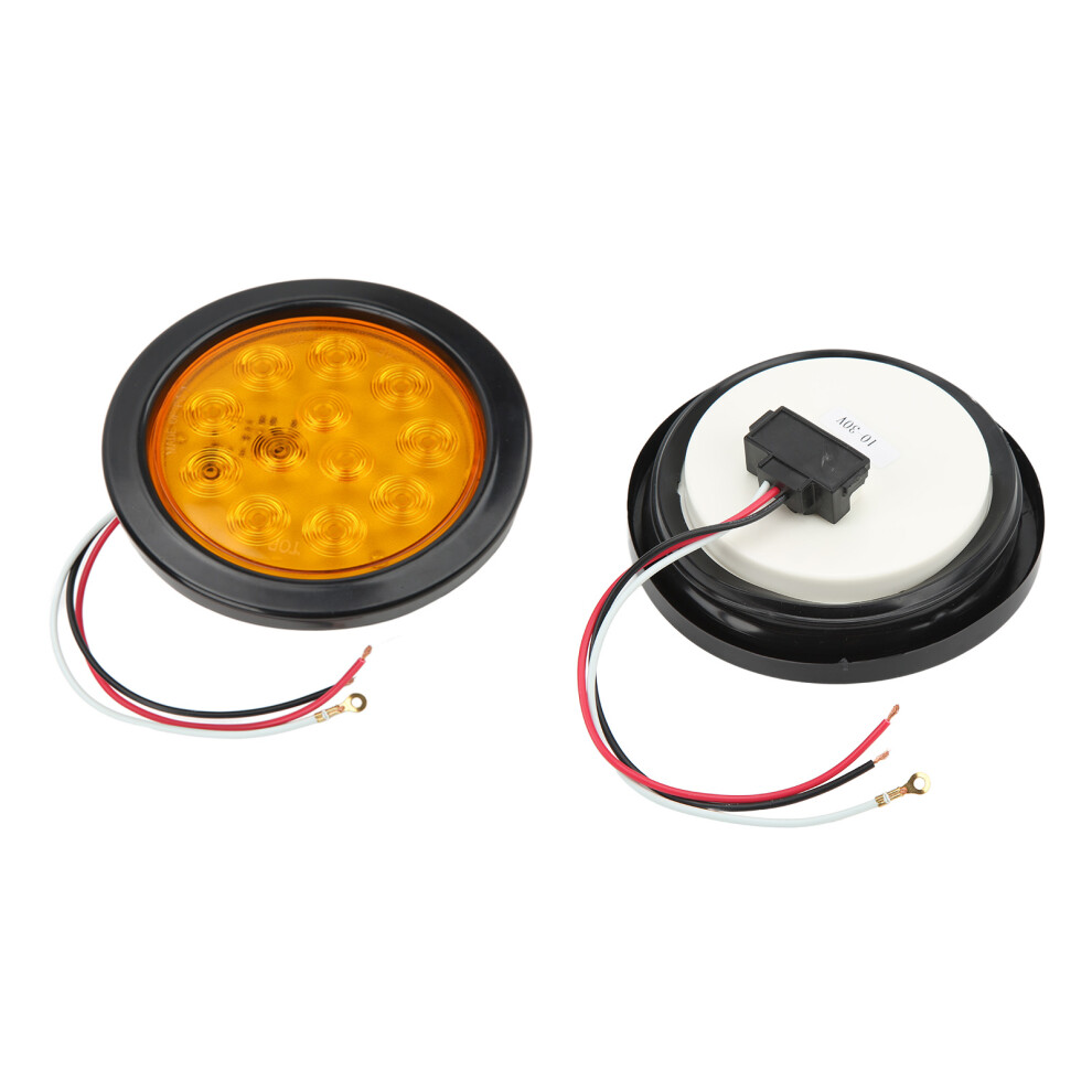 12 Led Round Trailer Tail Lights - Brake Stop Turn - 2 Pcs Amber 4171357353197